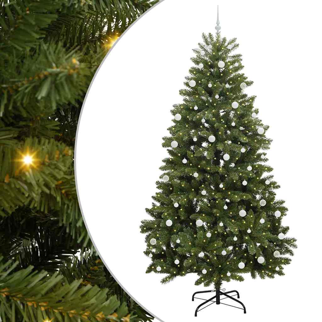 Kunstigt juletræ med 300 LED'er Grøn 270 cm PVC og metal