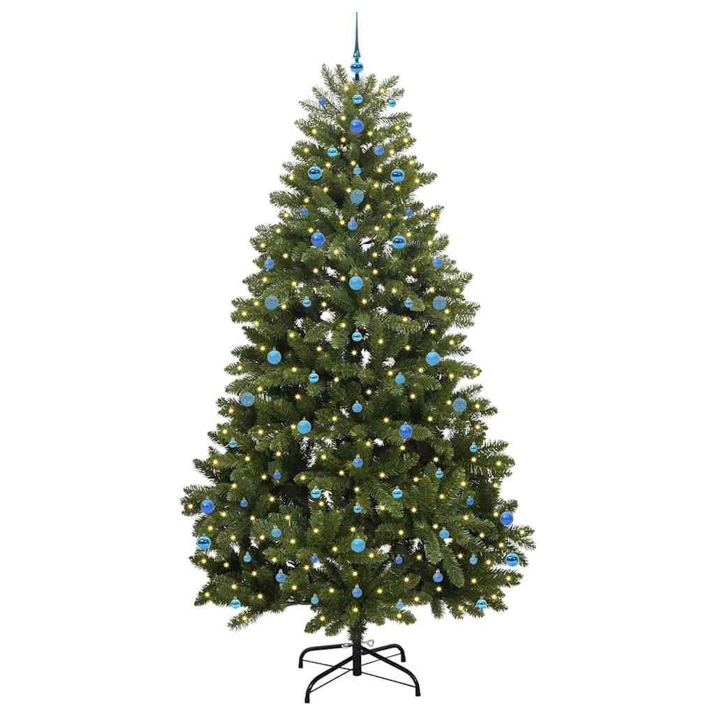 Kunstigt juletræ med 300 LED'er Grøn 270 cm PVC og metal