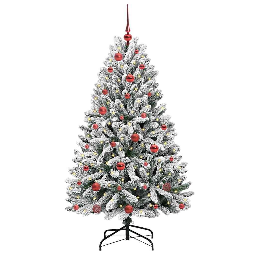 Kunstigt juletræ Grøn og Hvid 150 cm PVC og metal