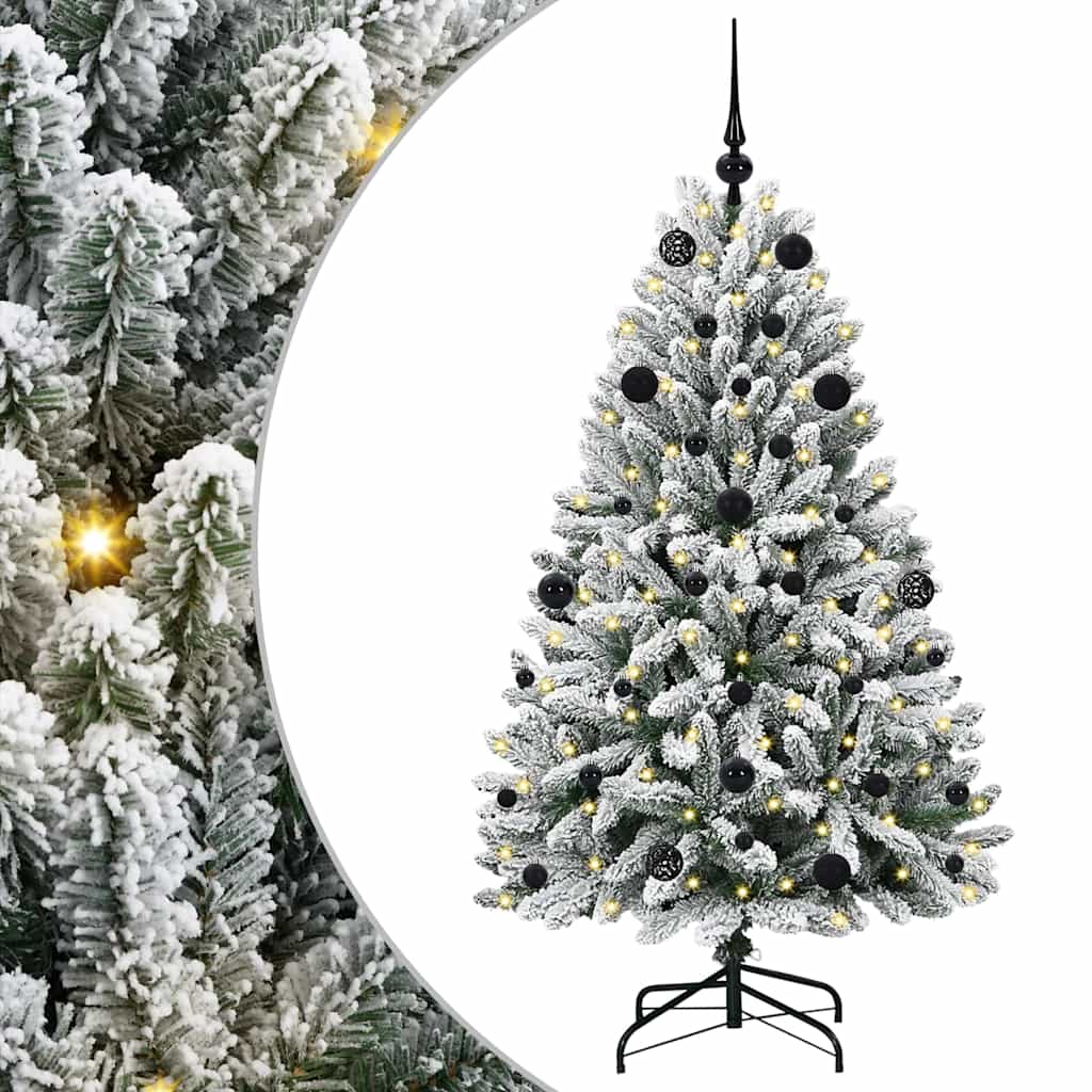 Kunstigt juletræ Grøn og Hvid 150 cm PVC og metal