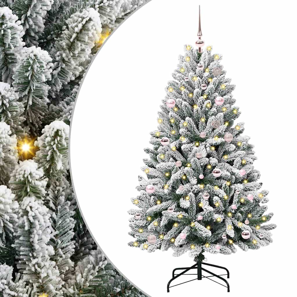 Kunstigt juletræ Grøn og Hvid 150 cm PVC og metal