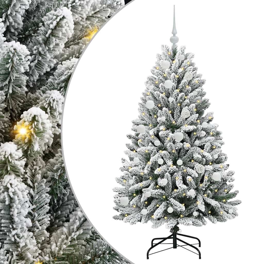 Kunstigt juletræ Grøn og Hvid 150 cm PVC og metal