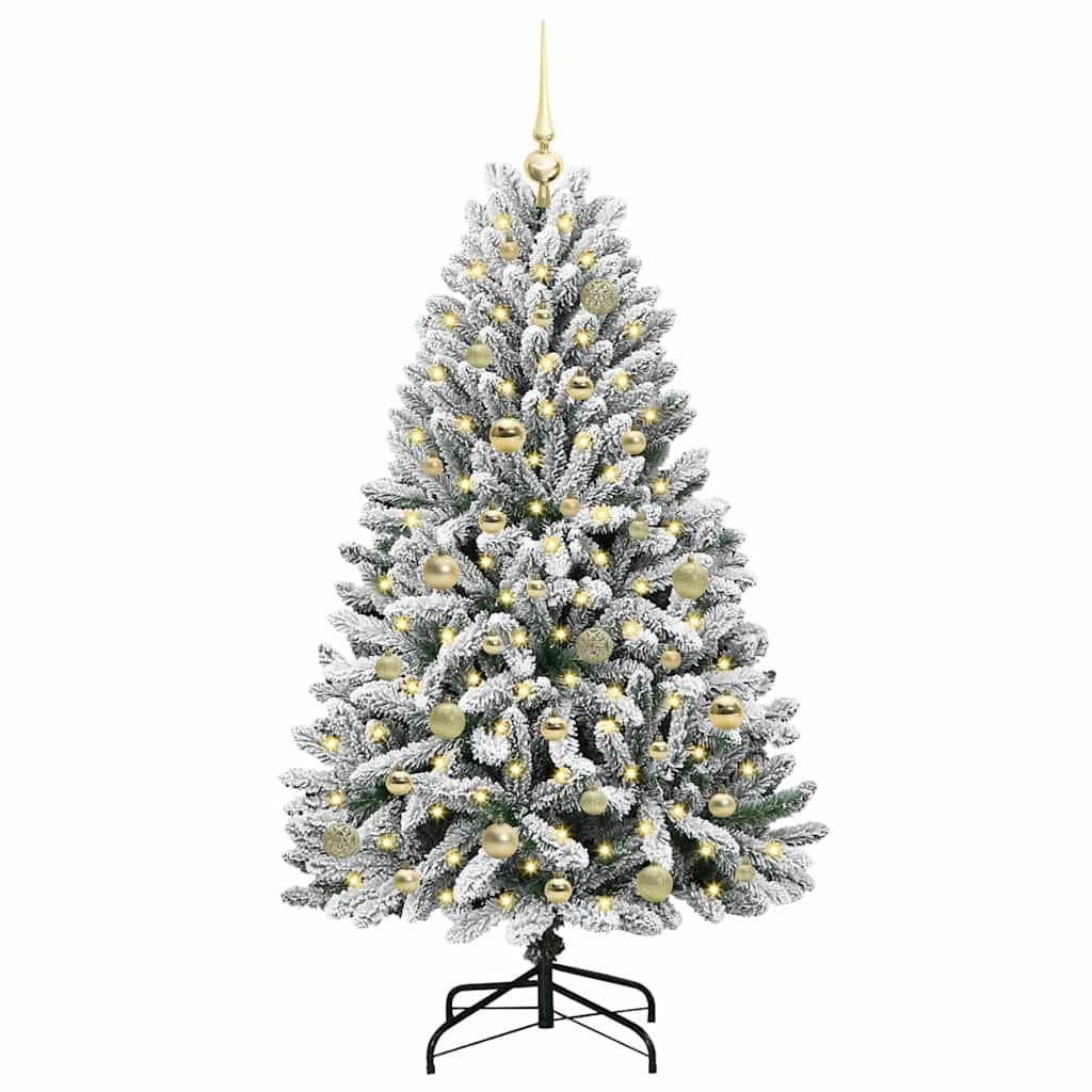 Kunstigt juletræ Grøn og Hvid 150 cm PVC og metal
