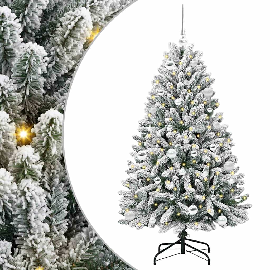 Kunstigt juletræ Grøn og Hvid 150 cm PVC og metal