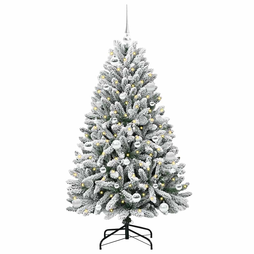 Kunstigt juletræ Grøn og Hvid 150 cm PVC og metal