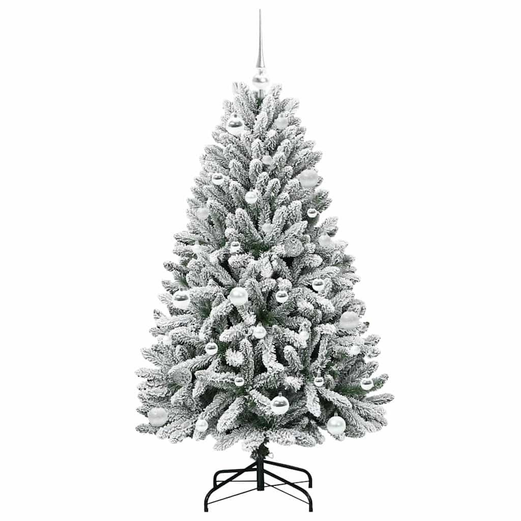 Kunstigt juletræ Grøn og Hvid 150 cm PVC og metal