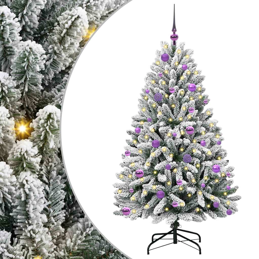 Kunstigt juletræ Grøn og Hvid 150 cm PVC og metal