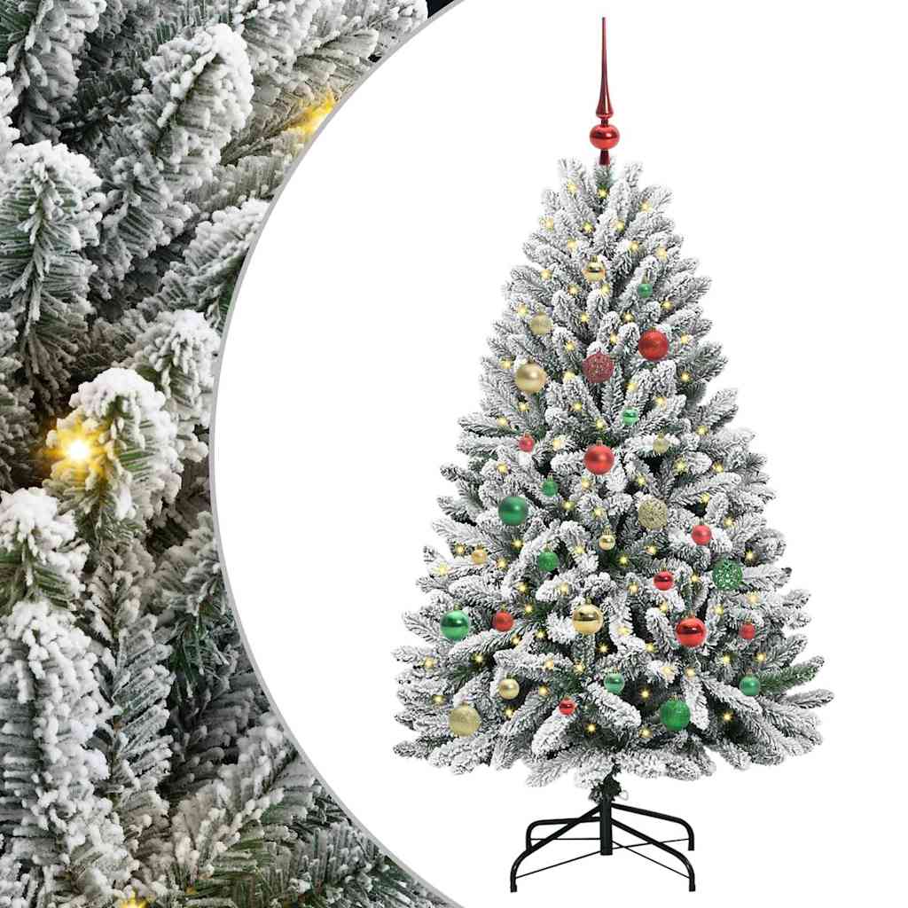 Kunstigt juletræ Grøn og Hvid 150 cm PVC og metal