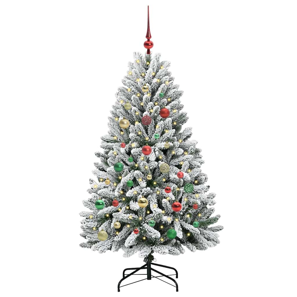 Kunstigt juletræ Grøn og Hvid 150 cm PVC og metal