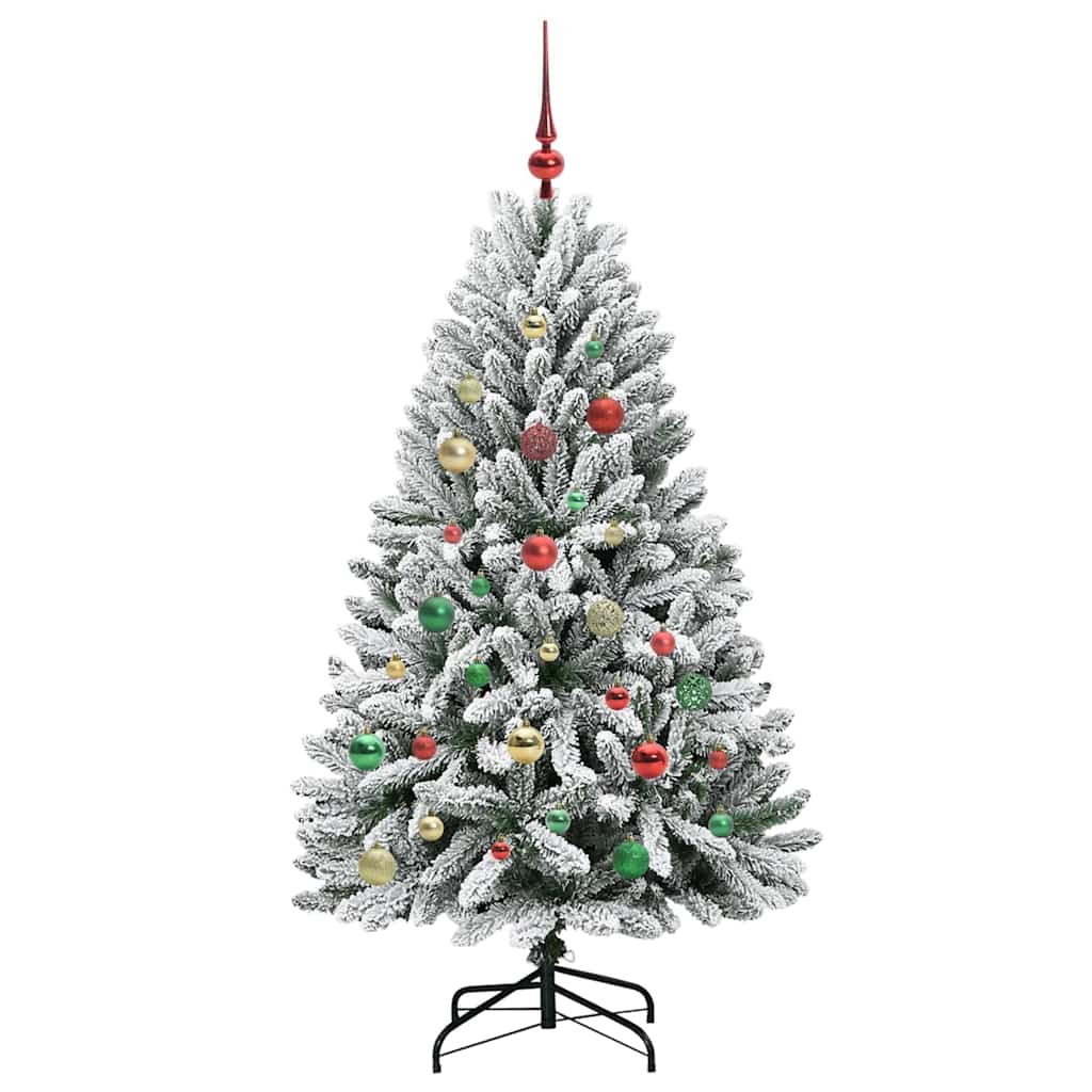 Kunstigt juletræ Grøn og Hvid 150 cm PVC og metal