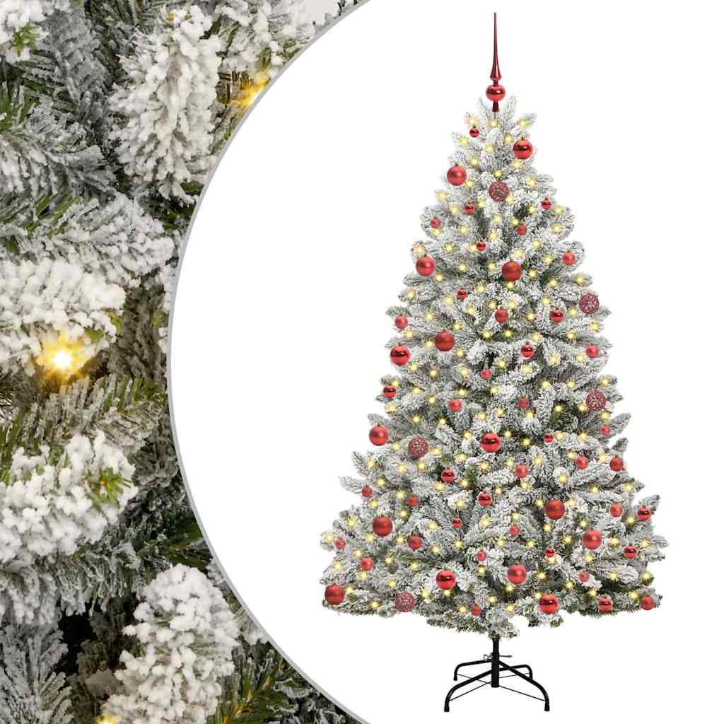 Kunstigt juletræ Grøn og Hvid 180 cm PVC og metal