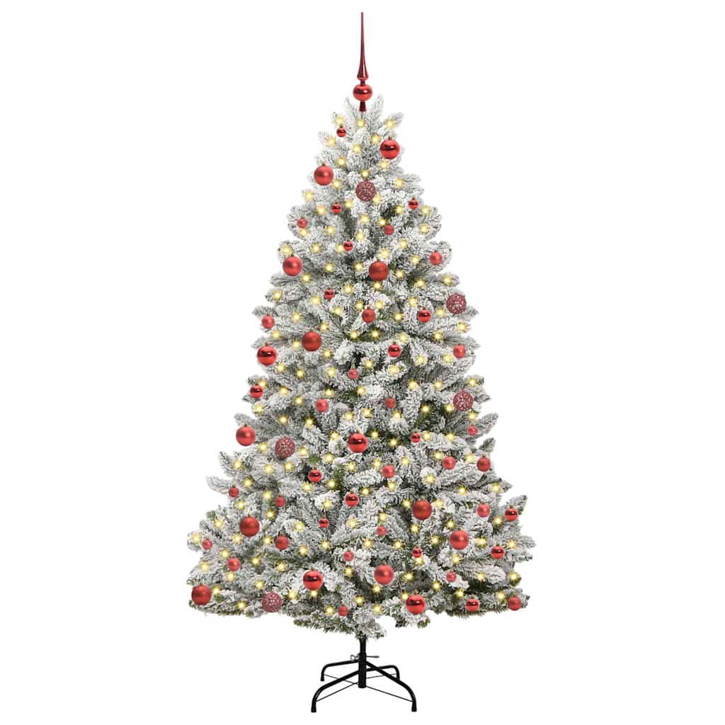 Kunstigt juletræ Grøn og Hvid 180 cm PVC og metal