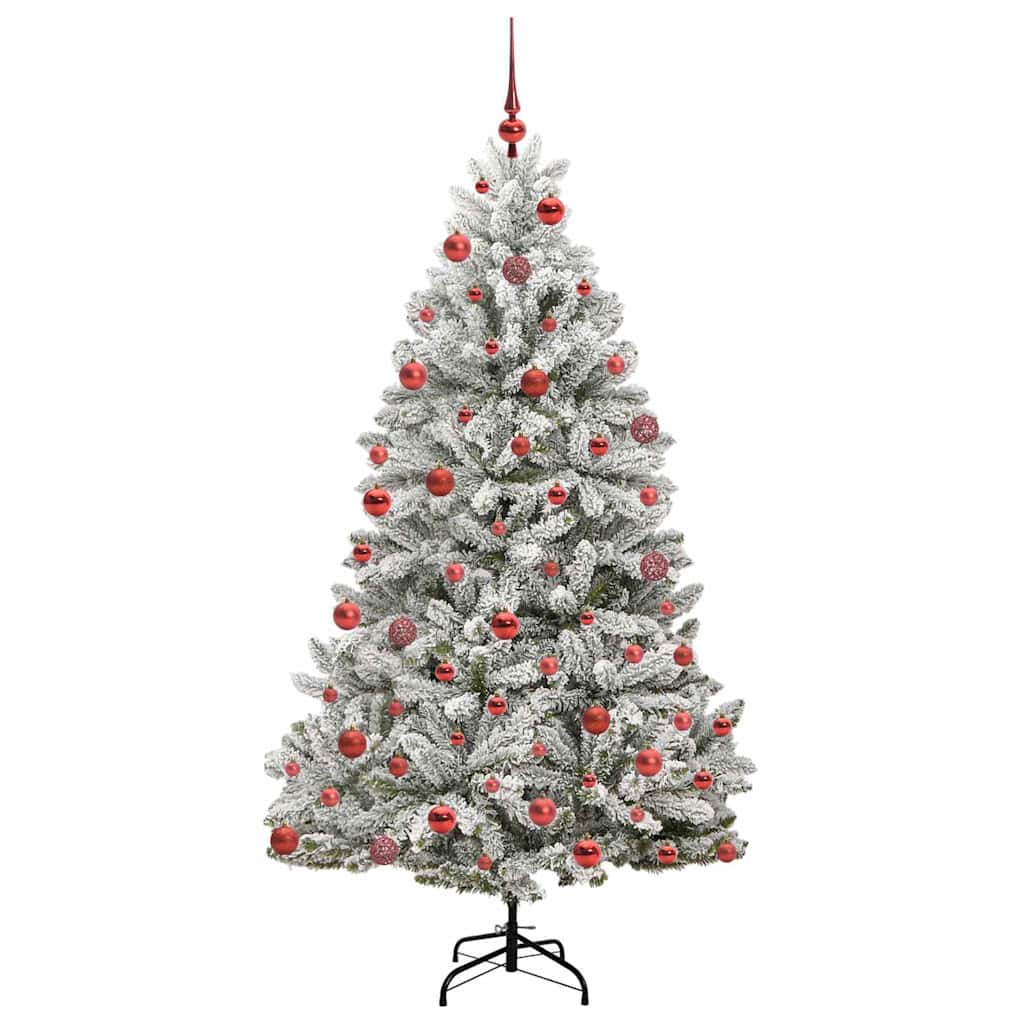 Kunstigt juletræ Grøn og Hvid 180 cm PVC og metal