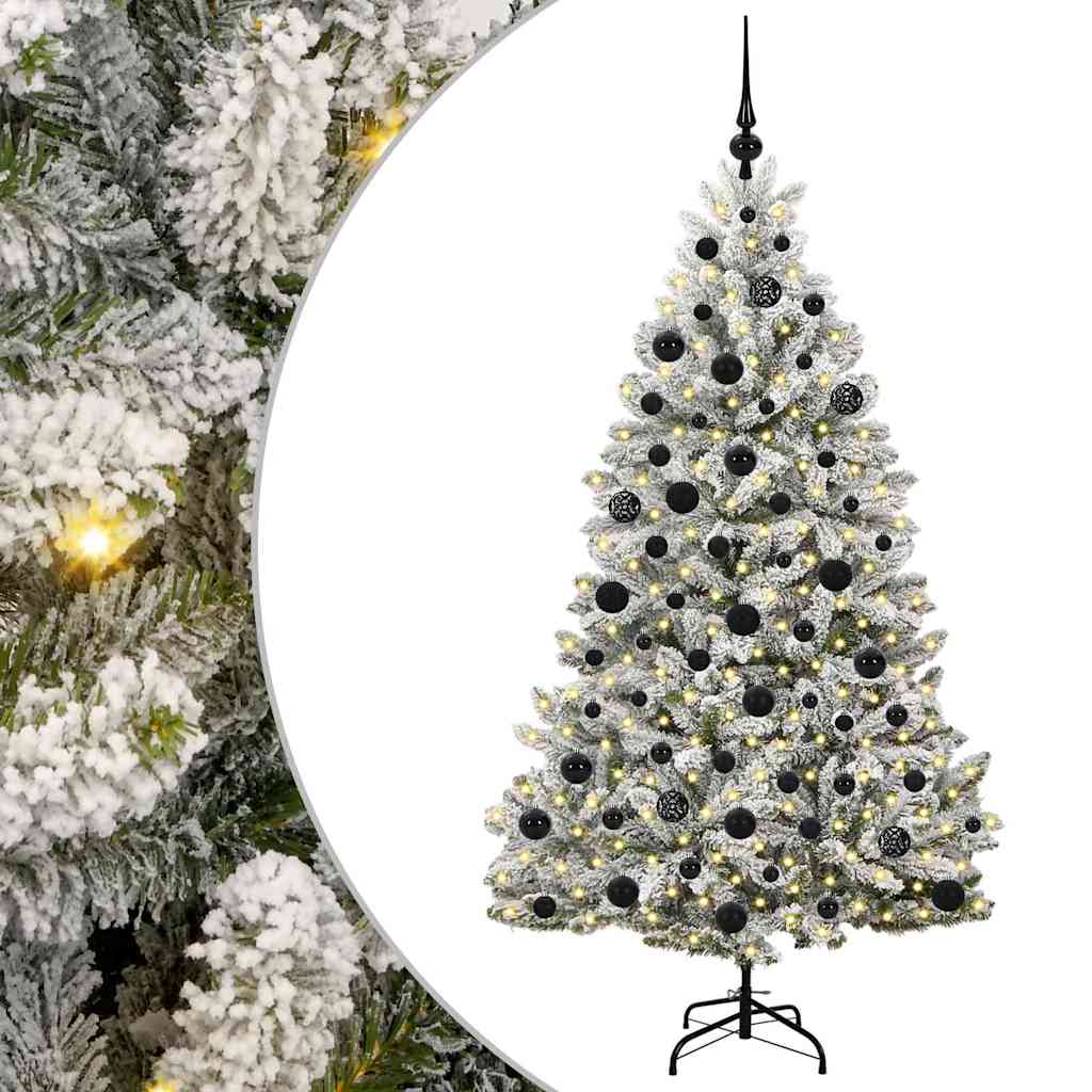 Kunstigt juletræ Grøn og Hvid 180 cm PVC og metal