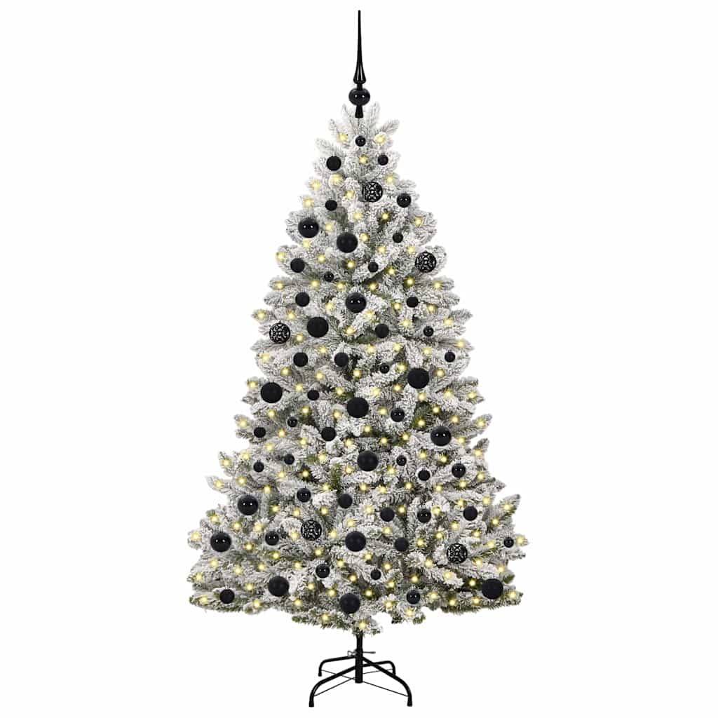 Kunstigt juletræ Grøn og Hvid 180 cm PVC og metal