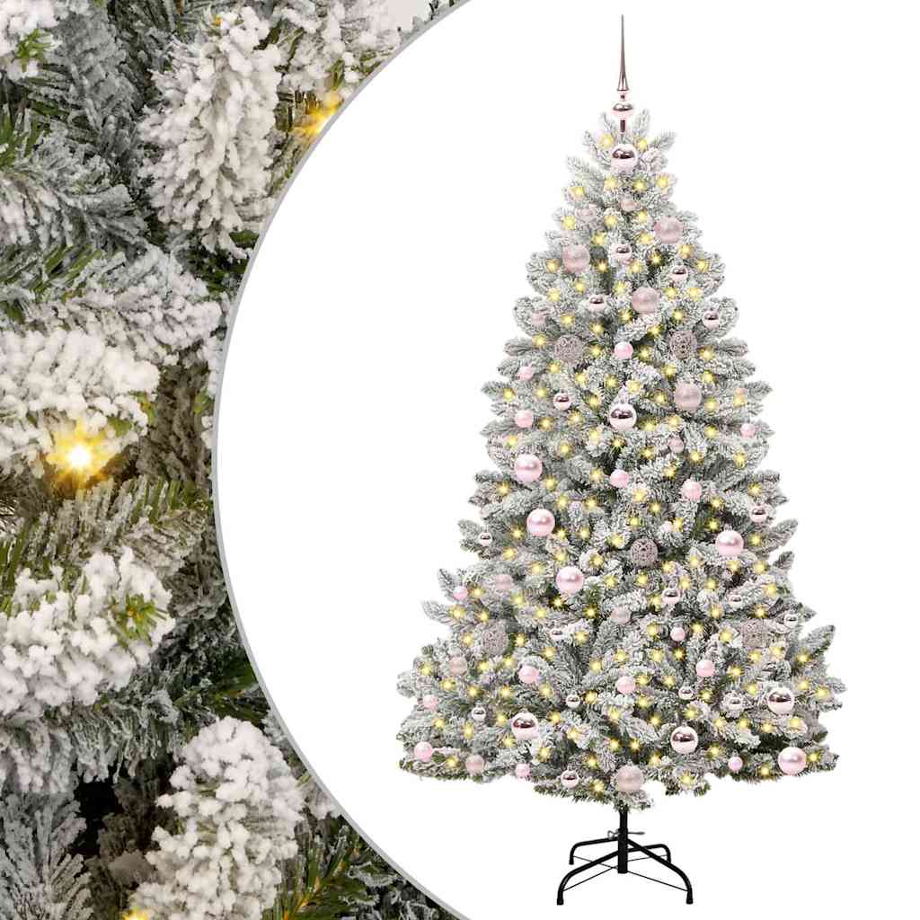 Kunstigt juletræ Grøn og Hvid 180 cm PVC og metal
