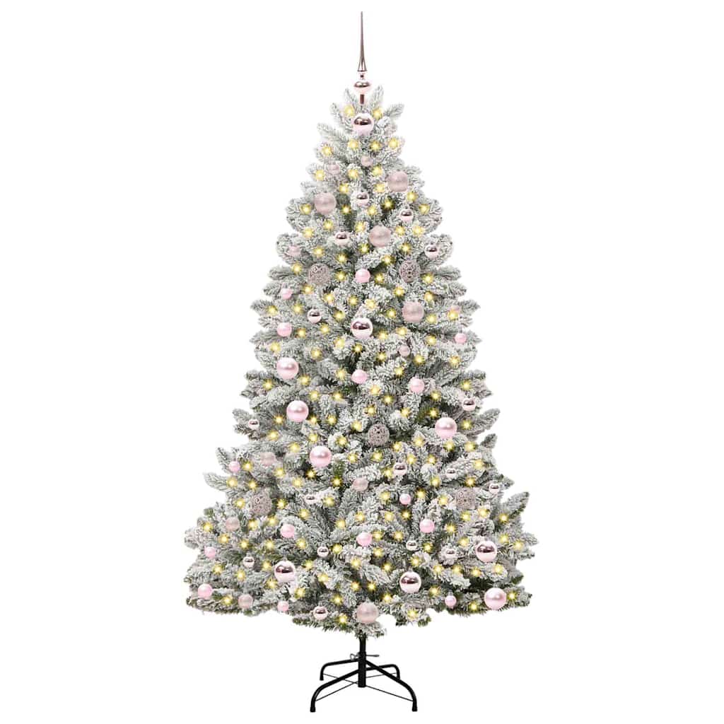 Kunstigt juletræ Grøn og Hvid 180 cm PVC og metal