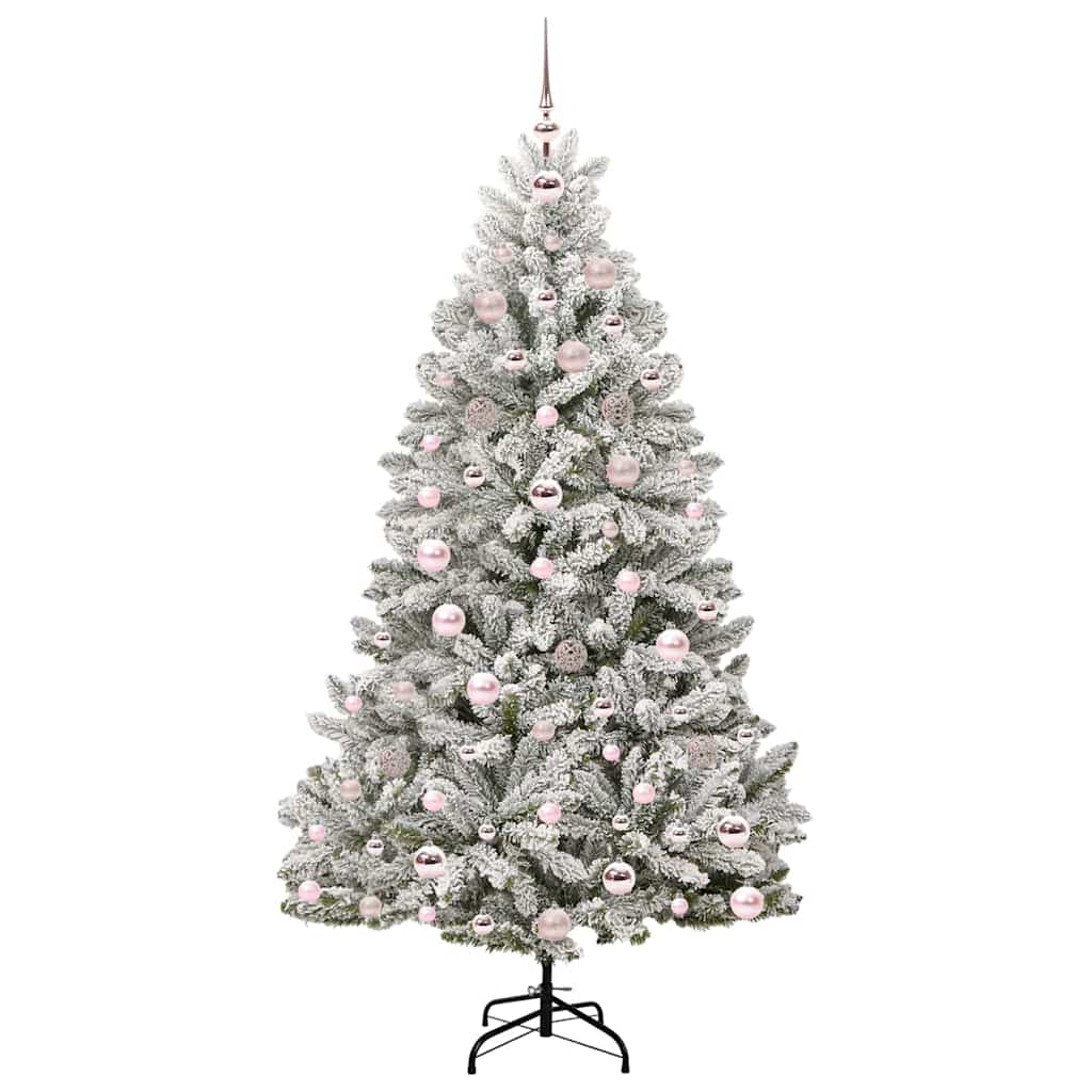 Kunstigt juletræ Grøn og Hvid 180 cm PVC og metal