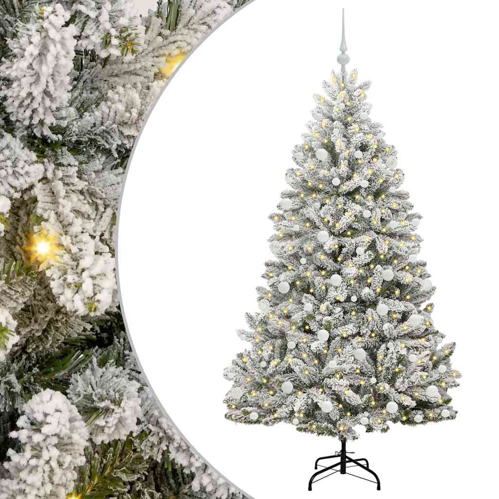 Kunstigt juletræ Grøn og Hvid 180 cm PVC og metal