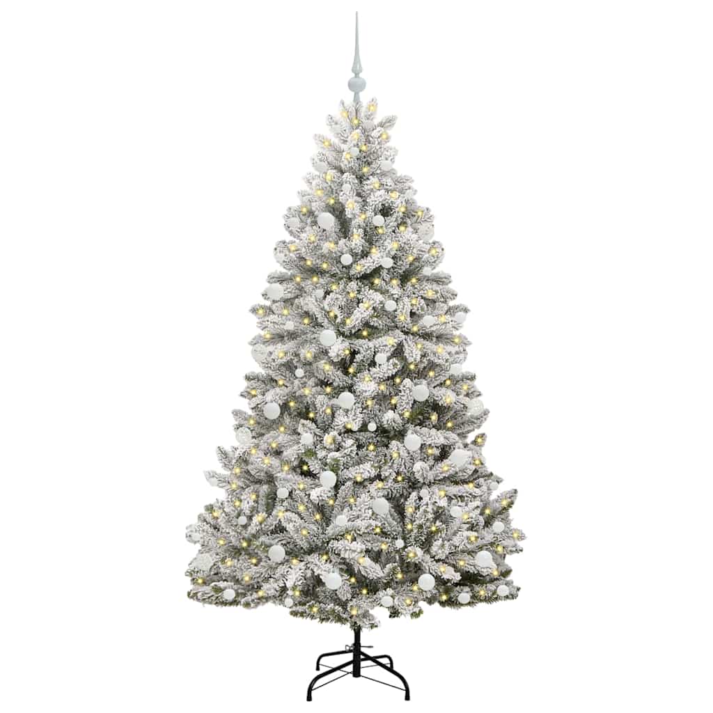Kunstigt juletræ Grøn og Hvid 180 cm PVC og metal