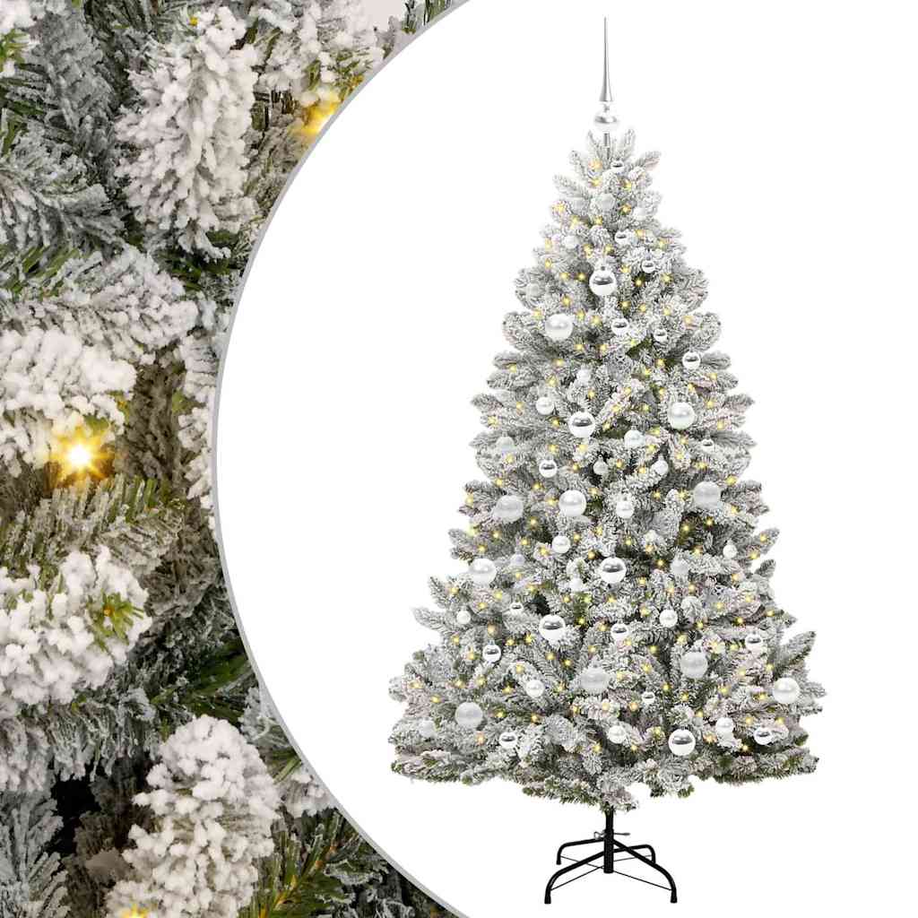 Kunstigt juletræ Grøn og Hvid 180 cm PVC og metal