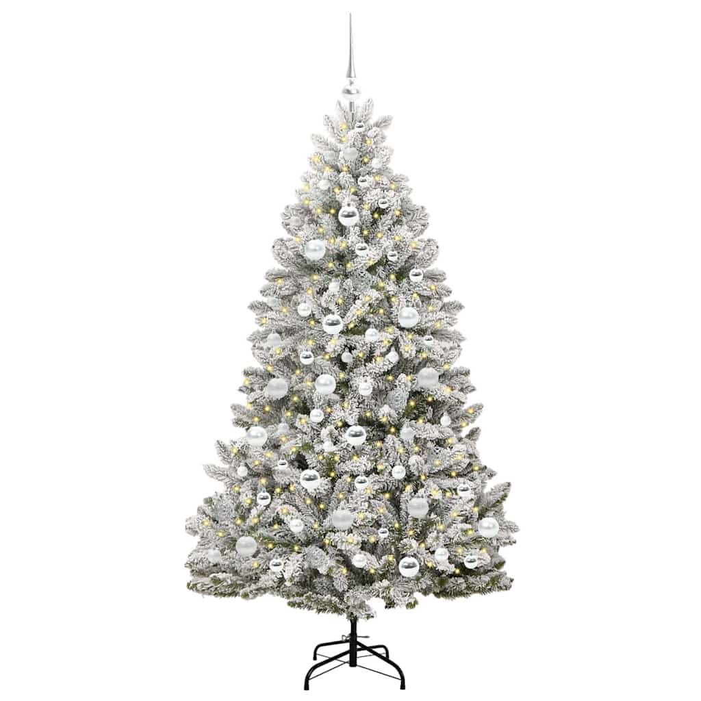 Kunstigt juletræ Grøn og Hvid 180 cm PVC og metal