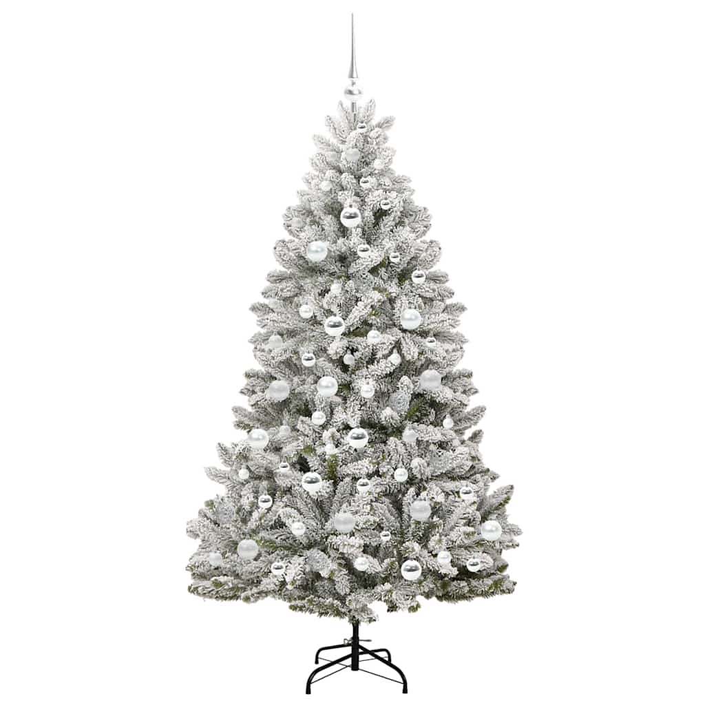 Kunstigt juletræ Grøn og Hvid 180 cm PVC og metal