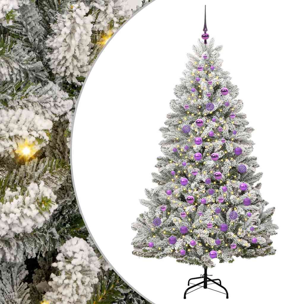 Kunstigt juletræ Grøn og Hvid 180 cm PVC og metal