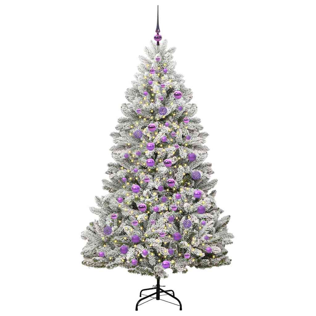 Kunstigt juletræ Grøn og Hvid 180 cm PVC og metal