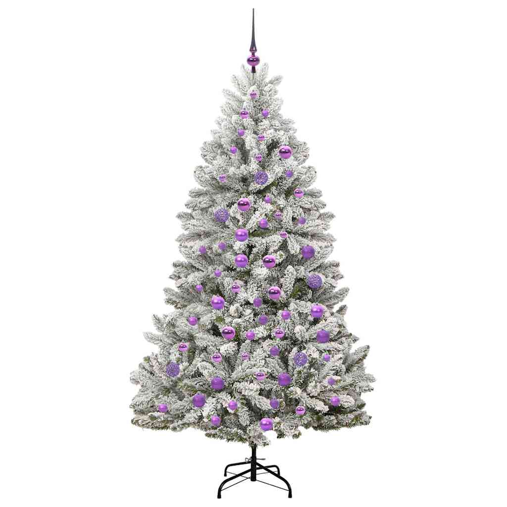 Kunstigt juletræ Grøn og Hvid 180 cm PVC og metal