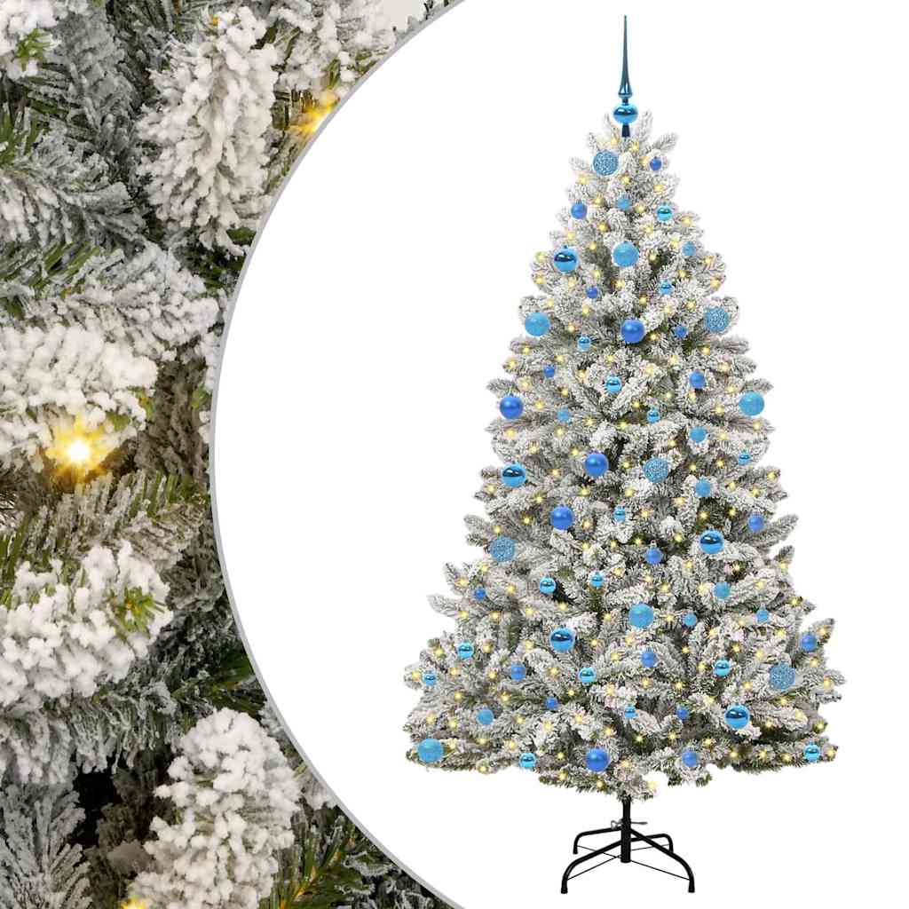 Kunstigt juletræ Grøn og Hvid 180 cm PVC og metal
