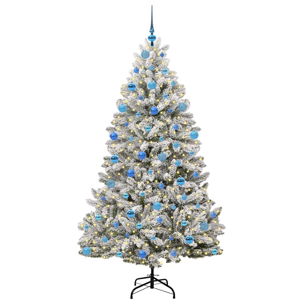 Kunstigt juletræ Grøn og Hvid 180 cm PVC og metal