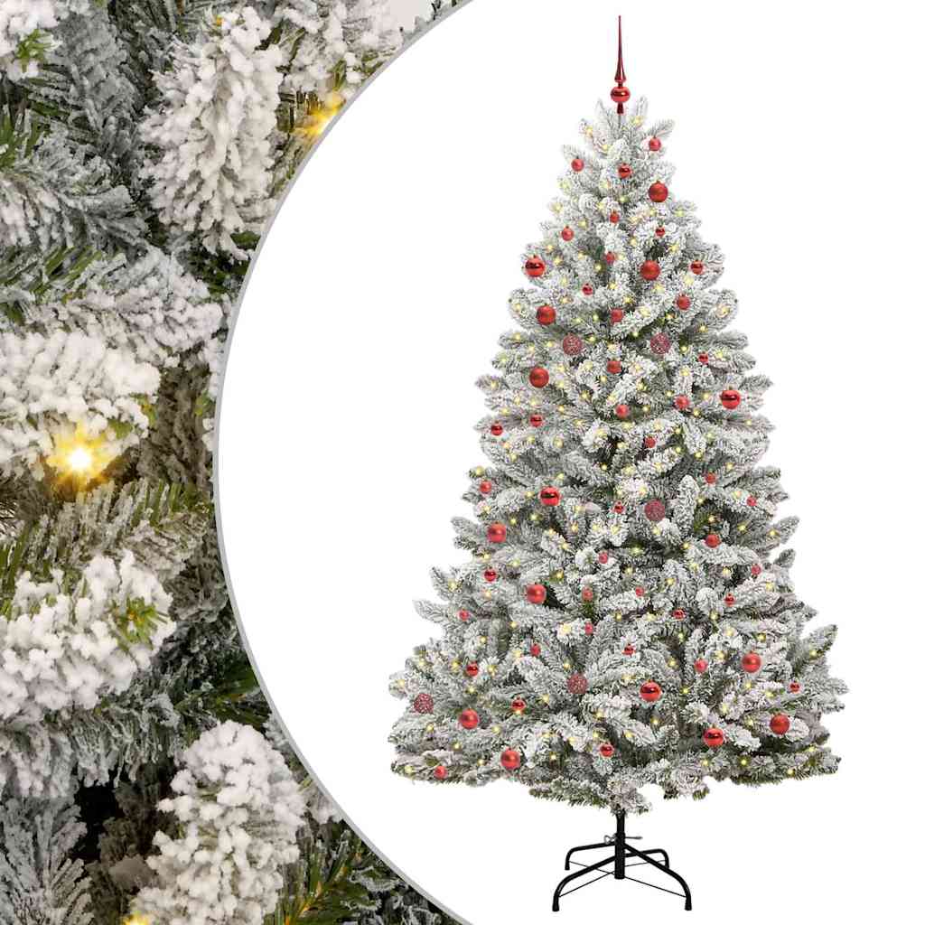 Kunstigt juletræ Grøn og Hvid 210 cm PVC og metal