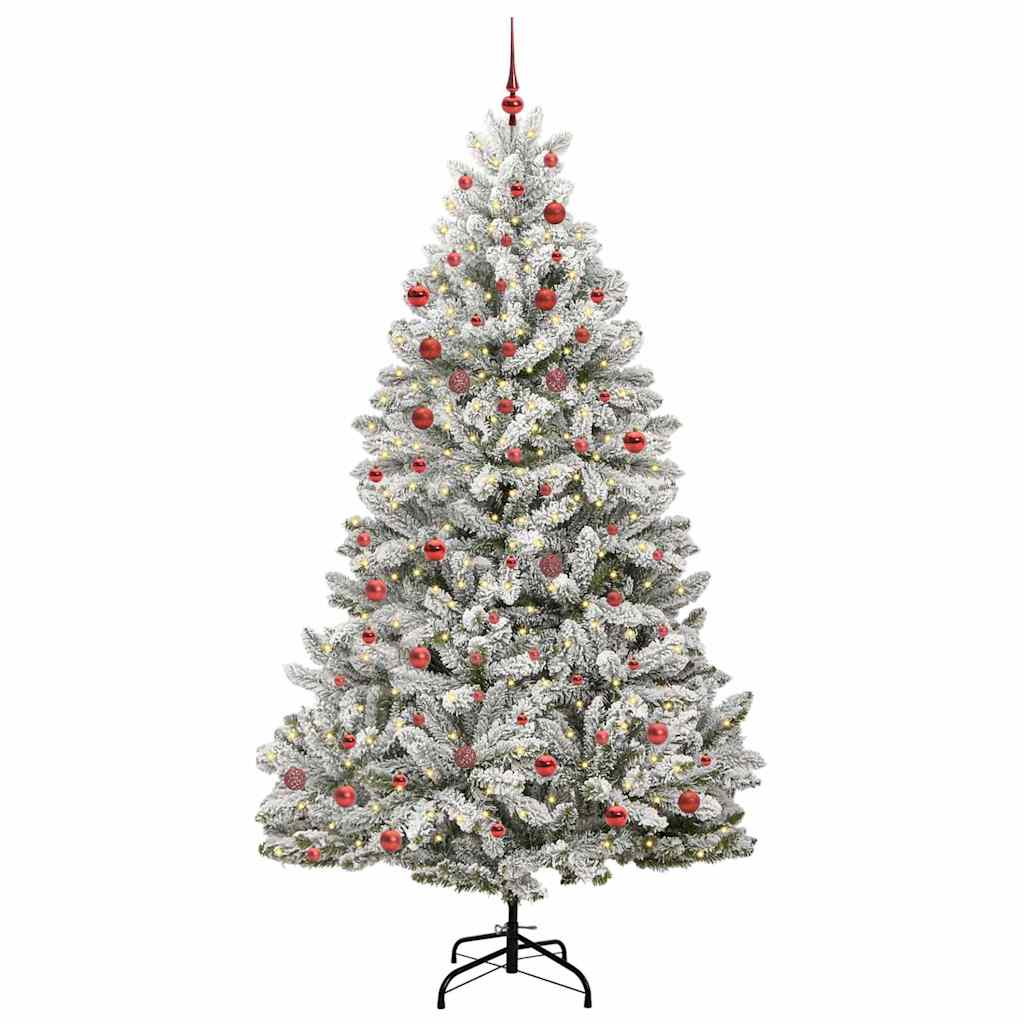 Kunstigt juletræ Grøn og Hvid 210 cm PVC og metal