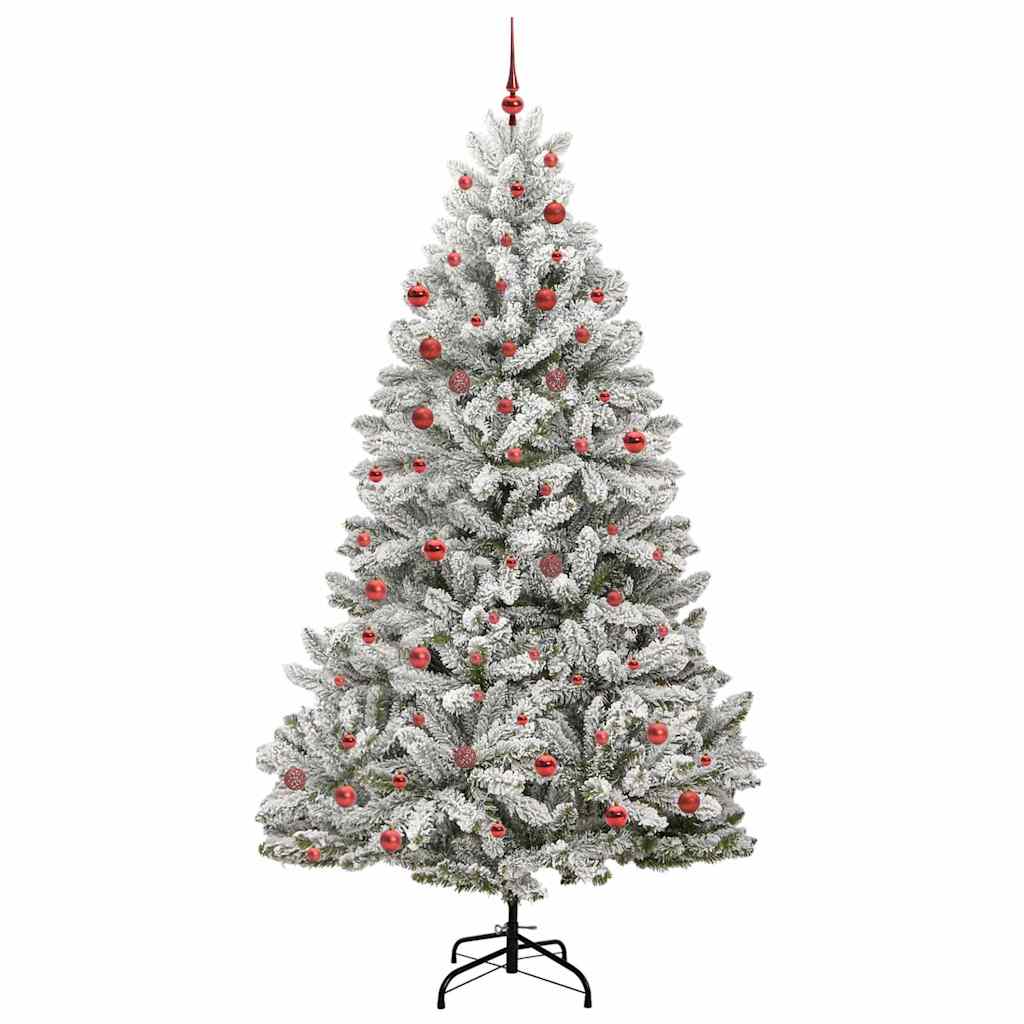 Kunstigt juletræ Grøn og Hvid 210 cm PVC og metal