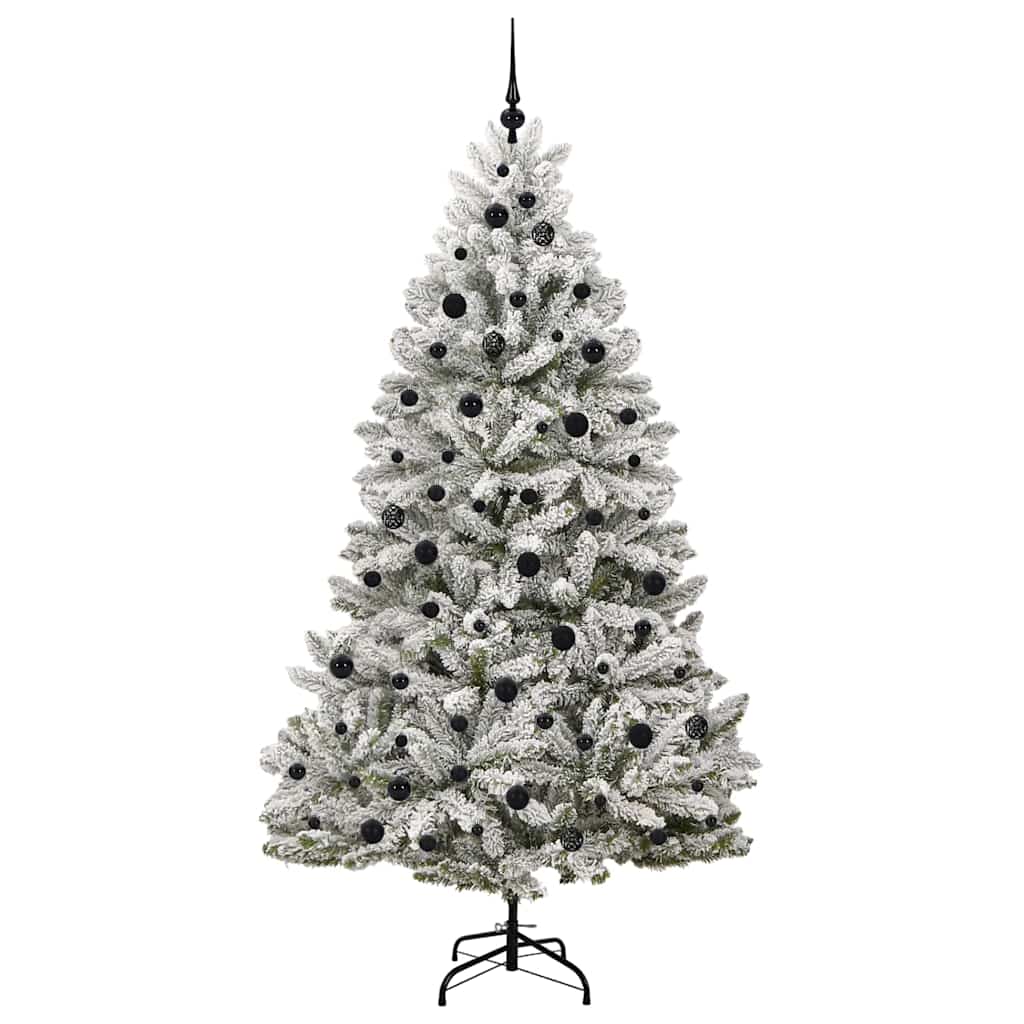 Kunstigt juletræ Grøn og Hvid 210 cm PVC og metal