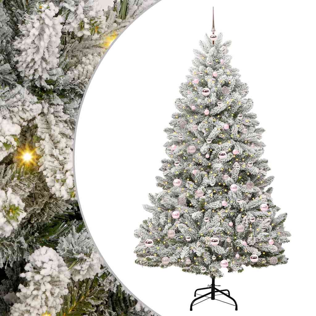 Kunstigt juletræ Grøn og Hvid 210 cm PVC og metal