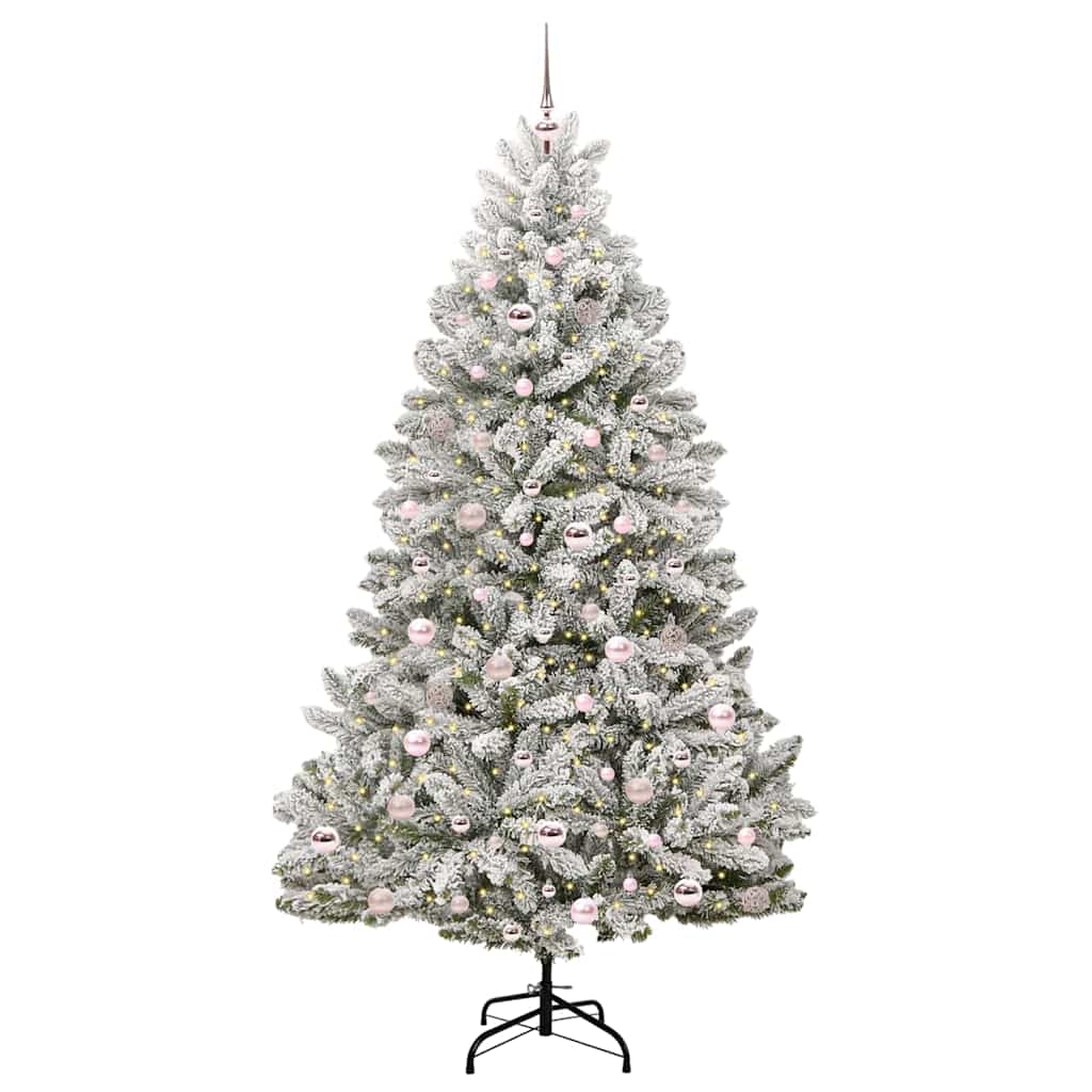 Kunstigt juletræ Grøn og Hvid 210 cm PVC og metal
