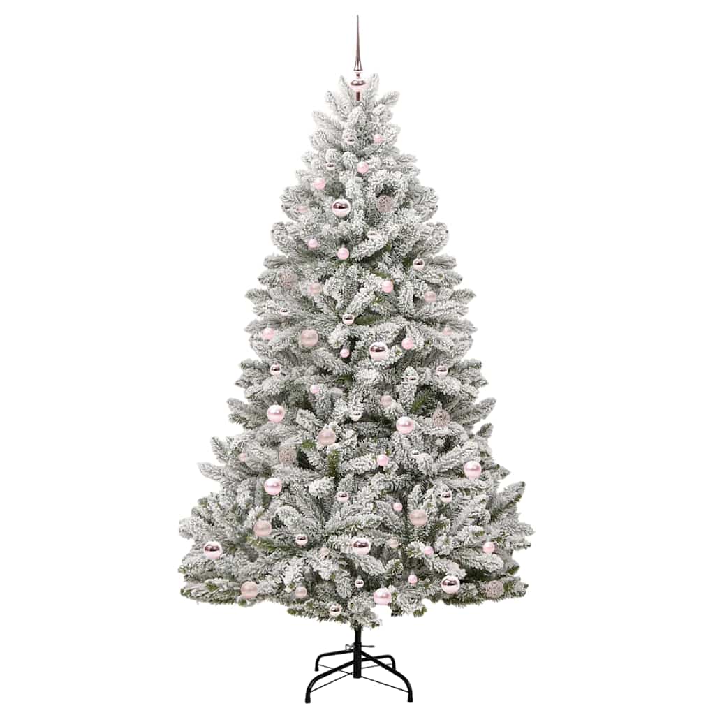 Kunstigt juletræ Grøn og Hvid 210 cm PVC og metal