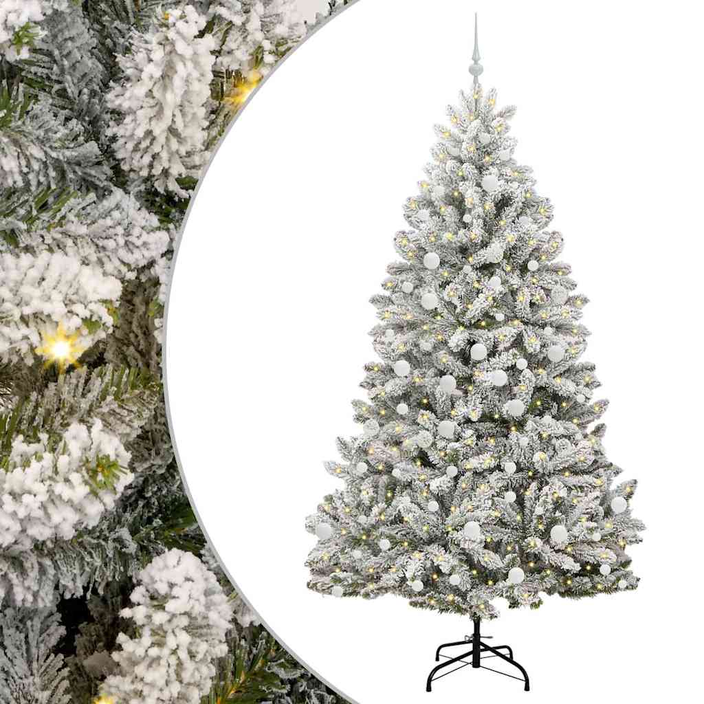 Kunstigt juletræ Grøn og Hvid 210 cm PVC og metal