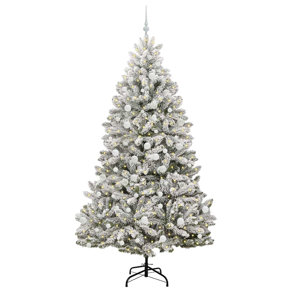 Kunstigt juletræ Grøn og Hvid 210 cm PVC og metal