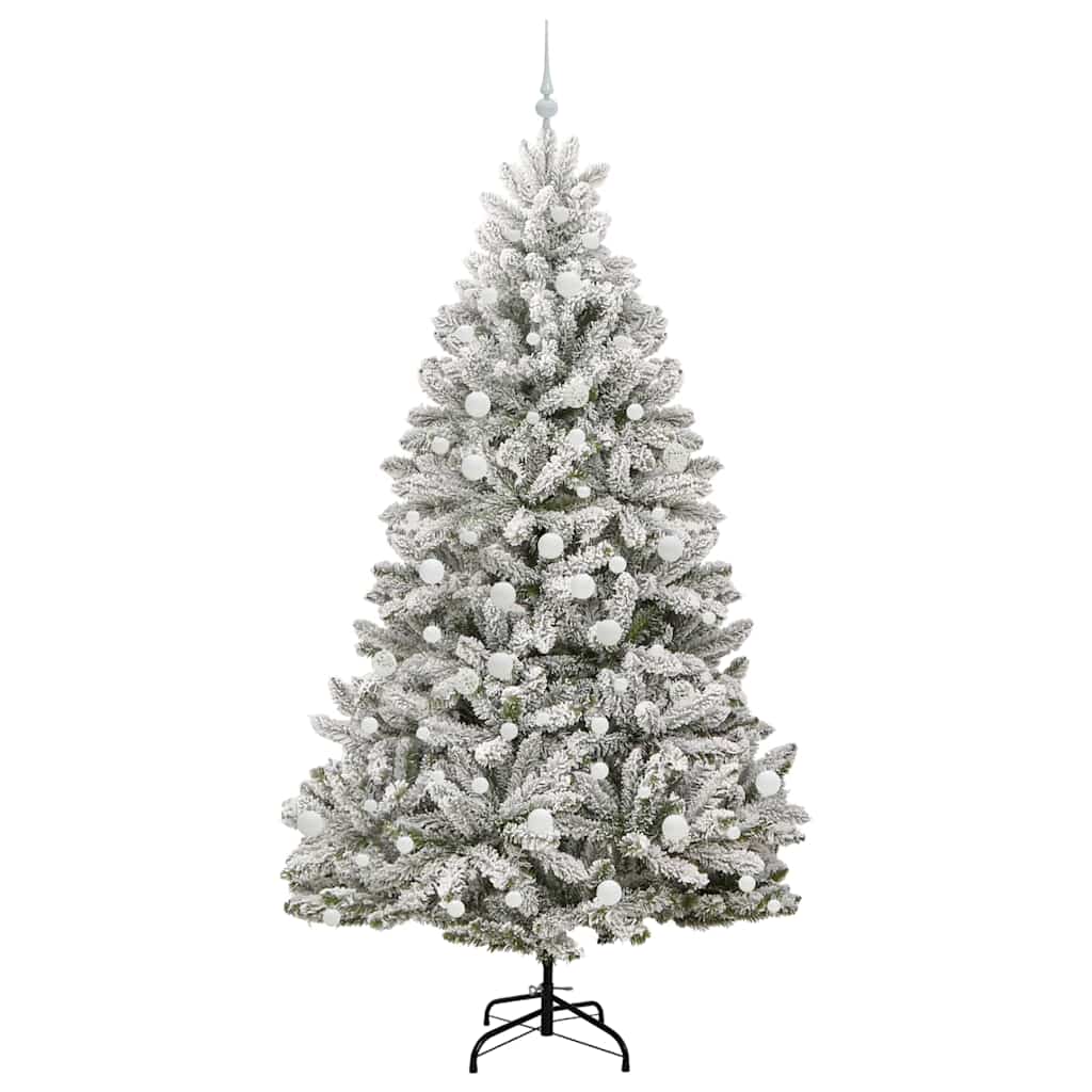Kunstigt juletræ Grøn og Hvid 210 cm PVC og metal
