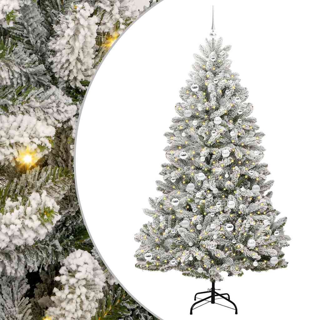 Kunstigt juletræ Grøn og Hvid 210 cm PVC og metal