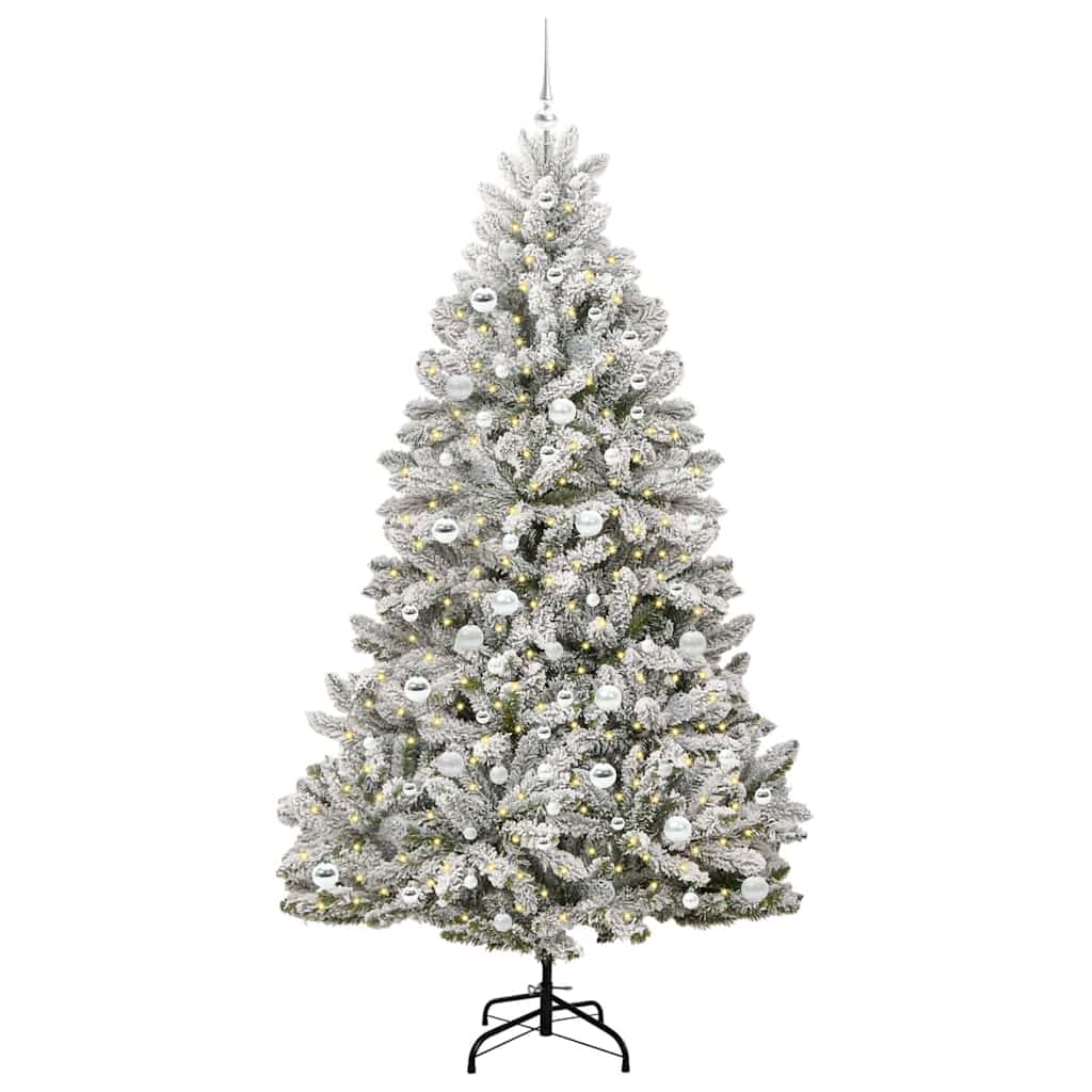 Kunstigt juletræ Grøn og Hvid 210 cm PVC og metal