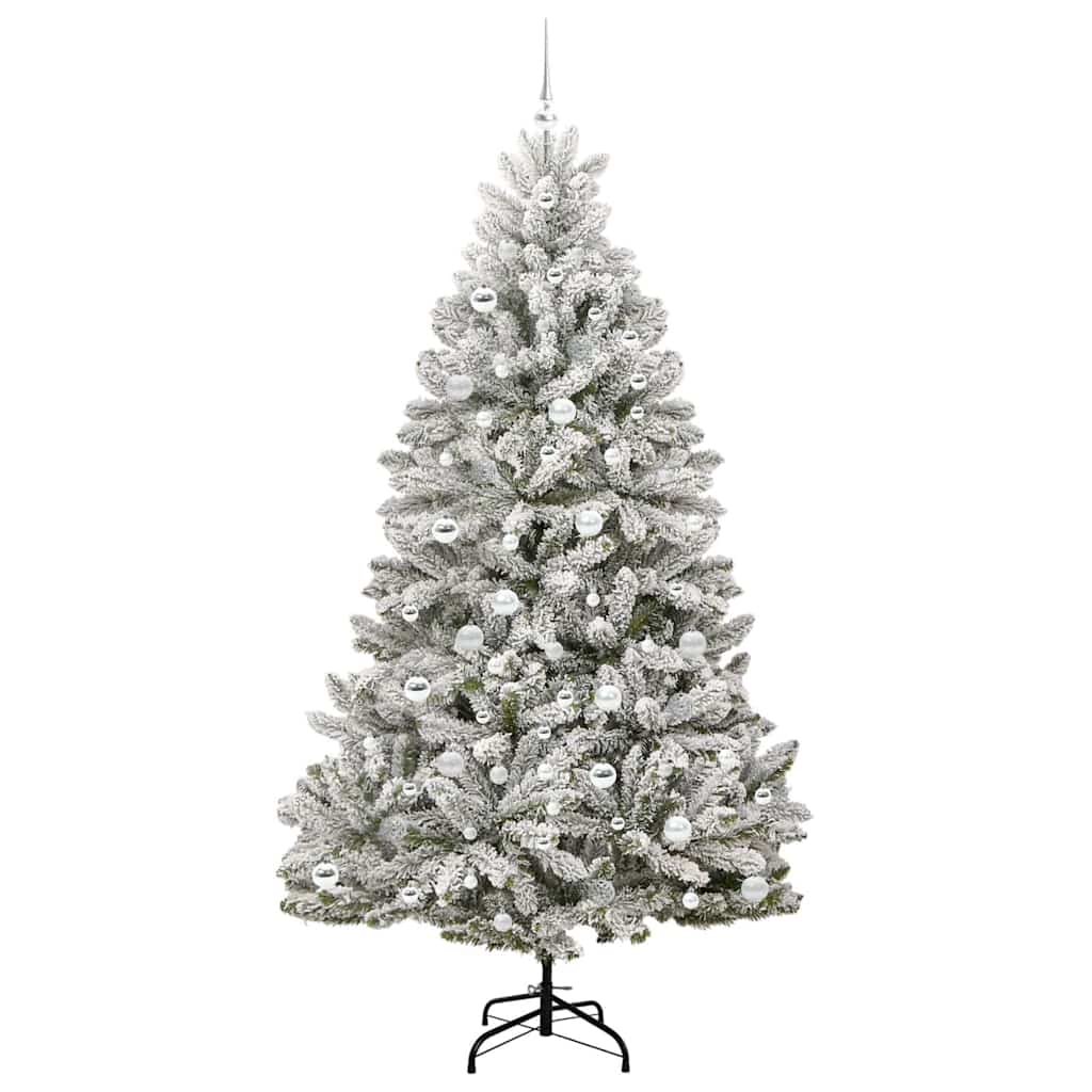 Kunstigt juletræ Grøn og Hvid 210 cm PVC og metal
