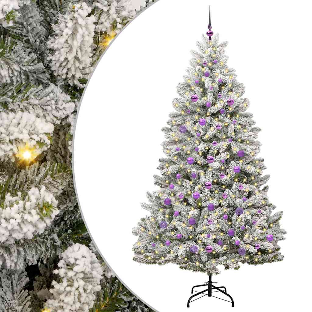 Kunstigt juletræ Grøn og Hvid 210 cm PVC og metal