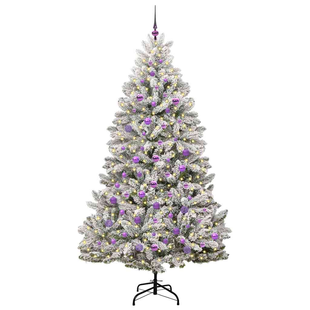 Kunstigt juletræ Grøn og Hvid 210 cm PVC og metal