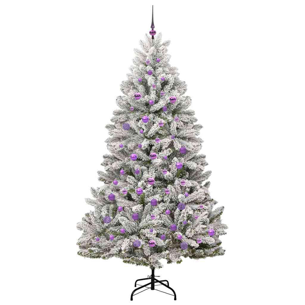 Kunstigt juletræ Grøn og Hvid 210 cm PVC og metal