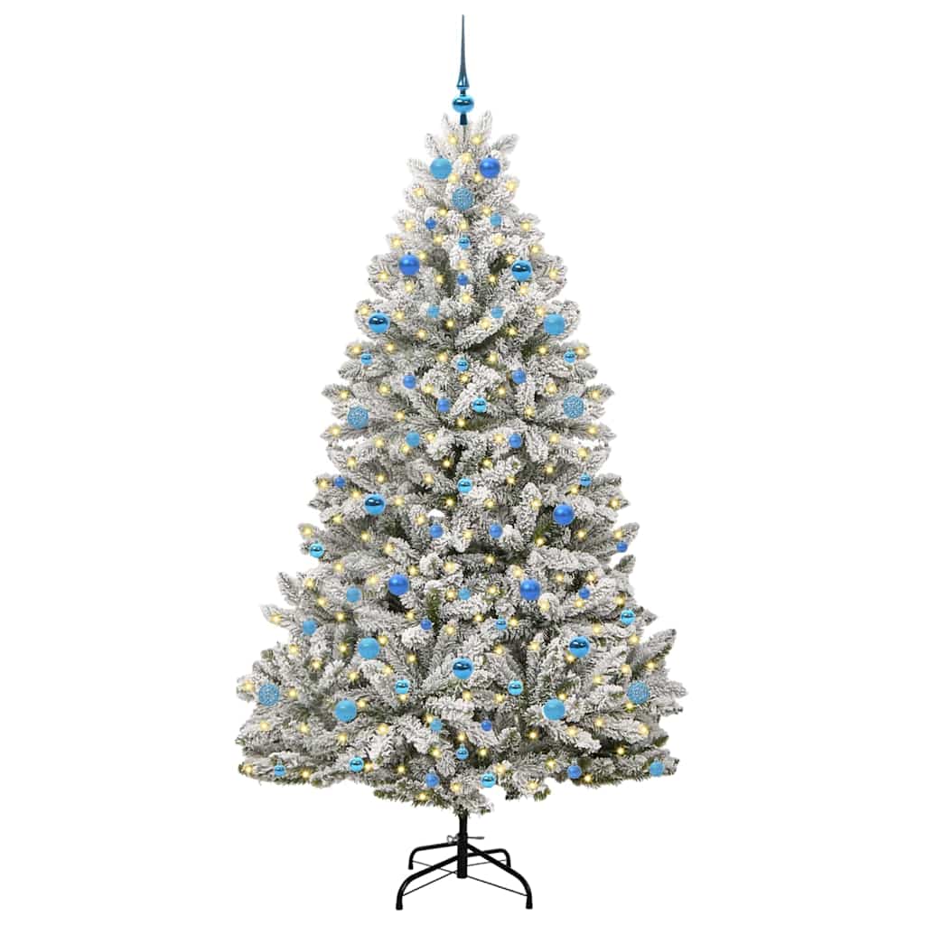 Kunstigt juletræ Grøn og Hvid 210 cm PVC og metal