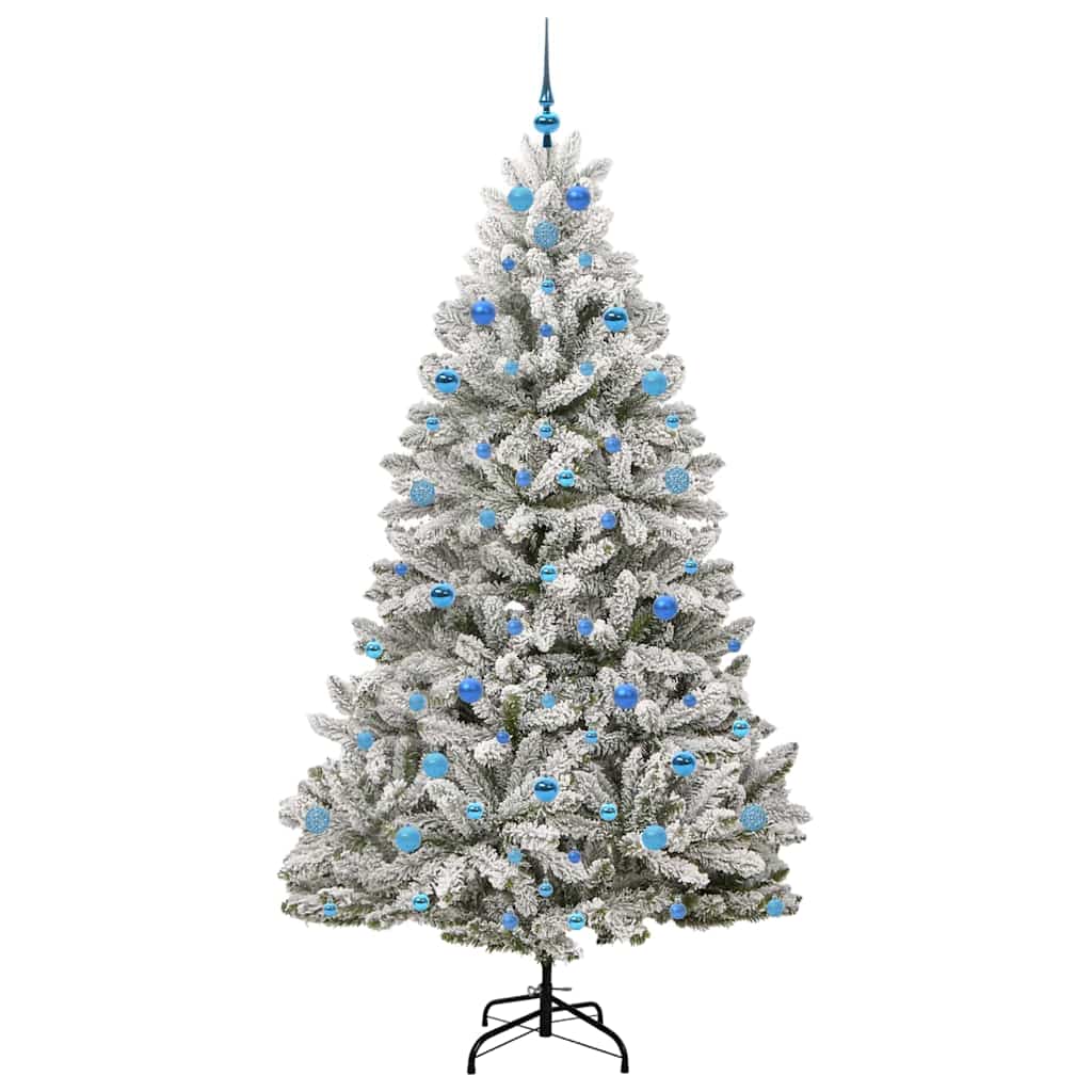 Kunstigt juletræ Grøn og Hvid 210 cm PVC og metal